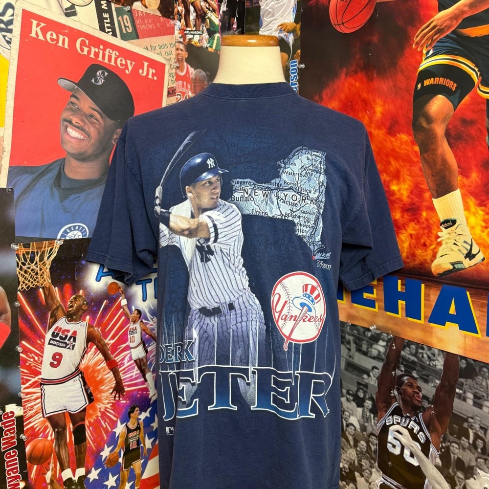 Vintage 90s New York Yankees Derek Jeter Pro Player MLB Baseball Tee Sz Large‎